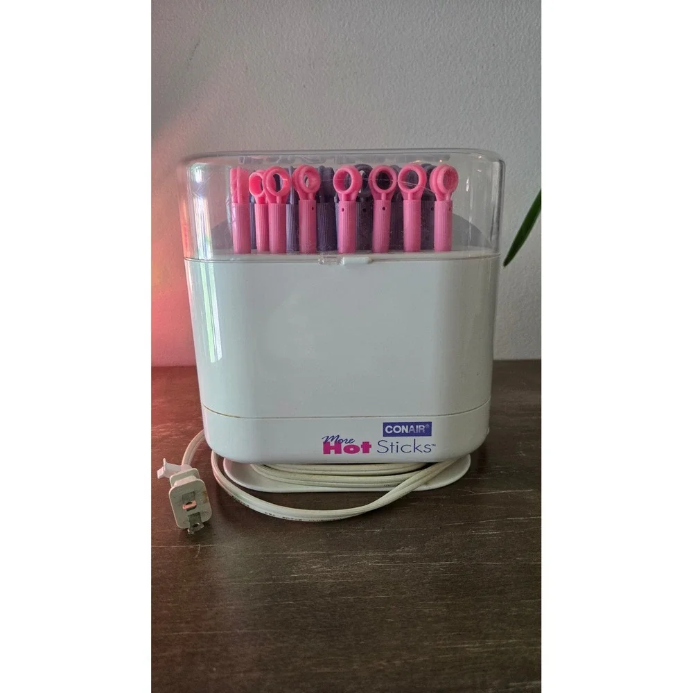 RETRO Conair More Hot Sticks Instant Heat  20pc Pink Purple Rollers Works!‎